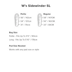 Big Agnes Sidewinder SL 20 - Women's -Peak Camping 2021 sizing wssidewindersl rsz 74989.1626823703