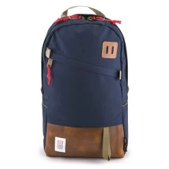 Topo Designs Daypack Leather -Peak Camping daypack navy brown leather front2x rsz 81364.1660844888