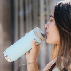 Klean Kanteen TKWide W/ Twist Cap - 16 Oz -Peak Camping k16tkwpt bt twist straw cap sipping lifestyle rsz 86490.1672357849